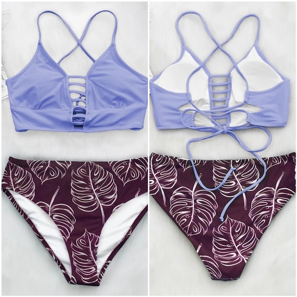 5⭐ rated ❤Purple Leaf Print Bikini - Picture 4 of 9